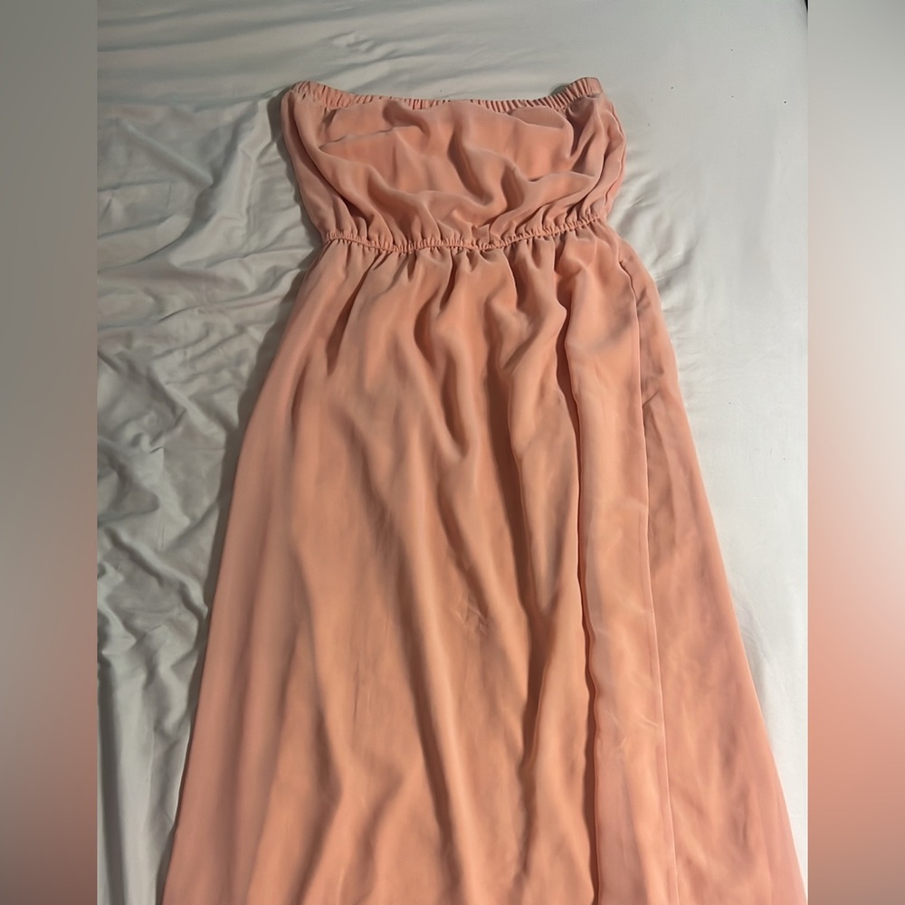 Strapless Peach Maxi Dress